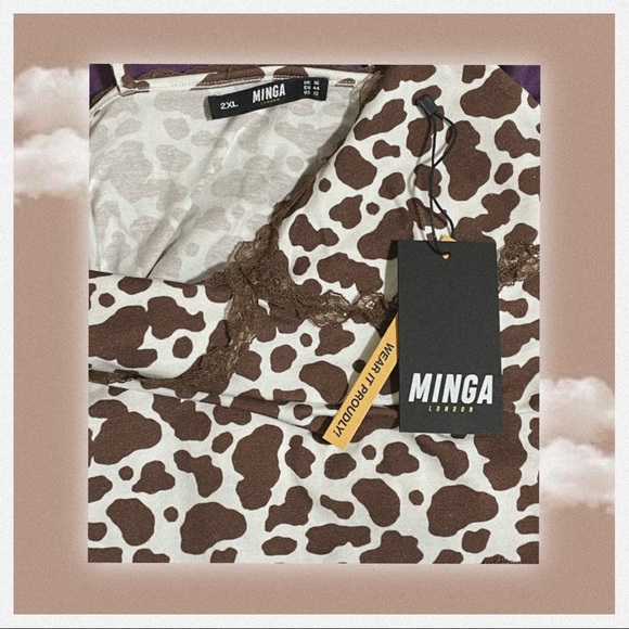 ♥︎ Minga London Cow Print Lace Trim Cami Top ♥︎ - Picture 4 of 5